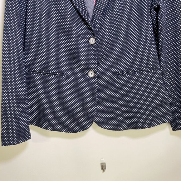 Women's Large Rafaella Navy Blue & White Buttoned Blazer Jacket - Picture 4 of 9